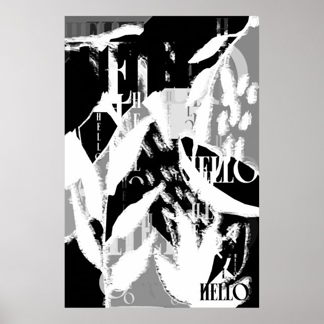 Abstract Black White Gray Poster (Vorne)