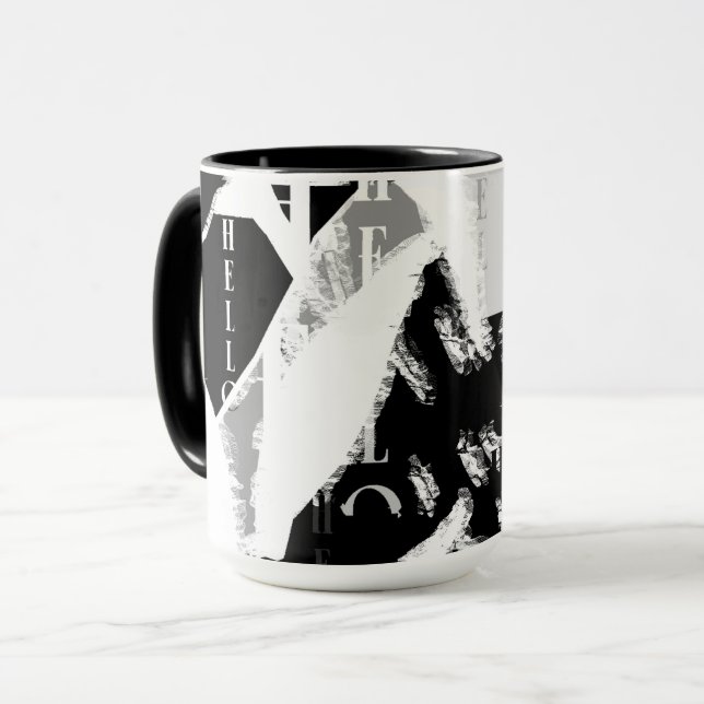Abstract Black White Gray Tasse (Vorderseite Links)