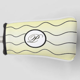 Abstract Black White Surname Initial Faded Yellow Golf Headcover