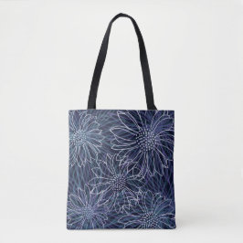Abstract Blue and White Coastal Floral