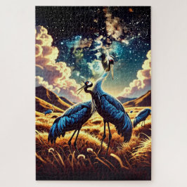Abstract Blue Cranes – Artistic Nature Scene Puzzle