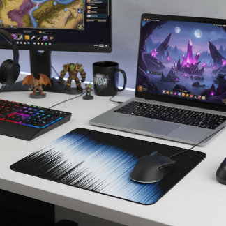 Abstract Blue Glitch Art Crescent Moon Night Sky Mousepad