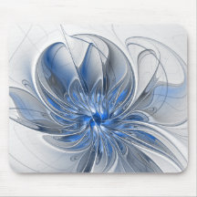 Abstract Blue Gray Watercolor Fractal Art Flower