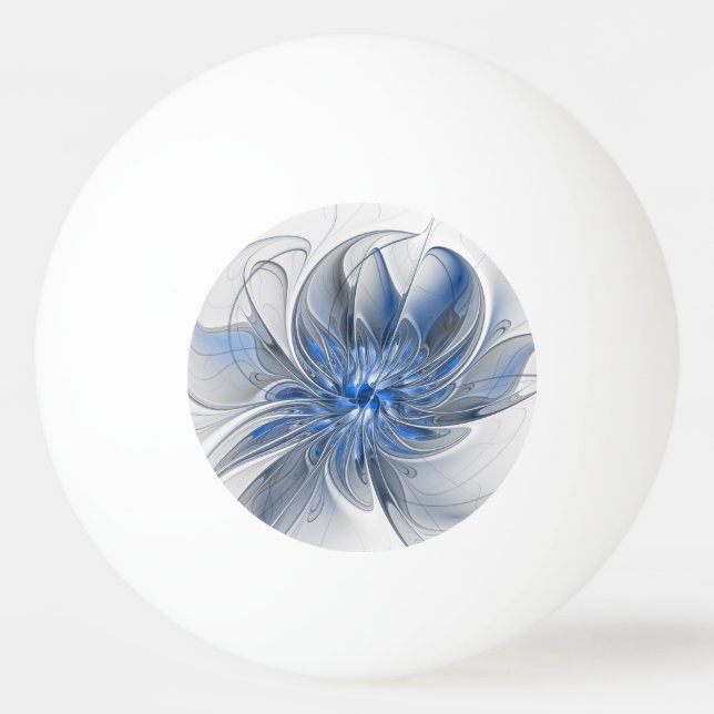 Abstract Blue Gray Watercolor Fractal Art Flower Tischtennisball (Vorderseite)