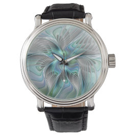 Abstract Blue Green Butterfly Fantasy Fractal Art Armbanduhr