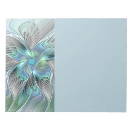 Abstract Blue Green Butterfly Fantasy Fractal Art Notizblock