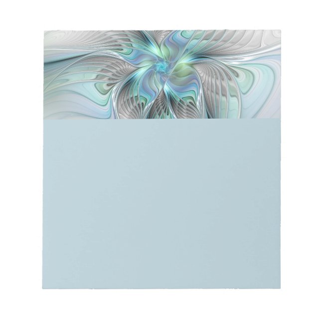 Abstract Blue Green Butterfly Fantasy Fractal Art Notizblock (Vorderseite)