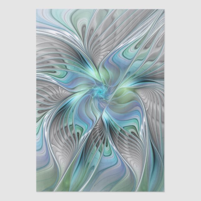 Abstract Blue Green Butterfly Fantasy Fractal Art Seidenpapier (Vorderseite)