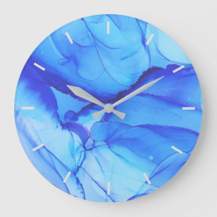 Abstract Blue Indigo Without Numbers Large Clock Große Wanduhr