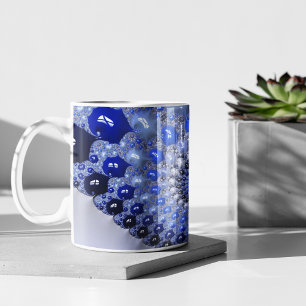 Abstract Blue Ombre Fractal Bubbles Kaffeetasse