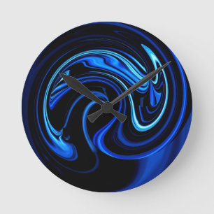 Abstract Blue Peacock Wall Clock Runde Wanduhr