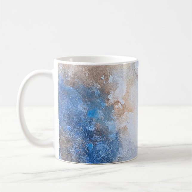 Abstract Blue & Sand Textured Clouds Kaffeetasse (Links)