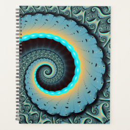 Abstract Blue Turquoise Orange Fractal Art Spiral Planer