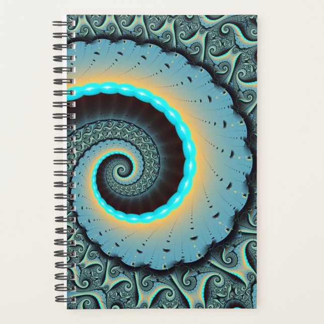 Abstract Blue Turquoise Orange Fractal Art Spiral Planer (Vorderseite)