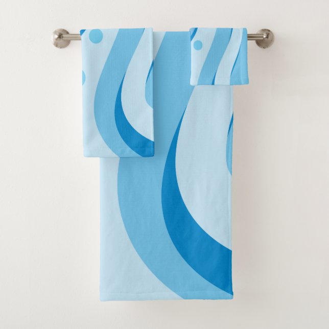 Abstract Blue Waves Badhandtuch Set (Insitu)