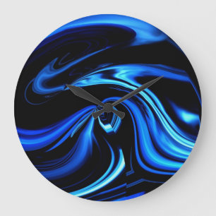Abstract Blue Whale -Northern Lights Wall Clock Große Wanduhr
