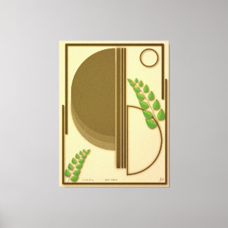 Abstract Boho Geometric Arch & Leaves Beige Textur Leinwanddruck