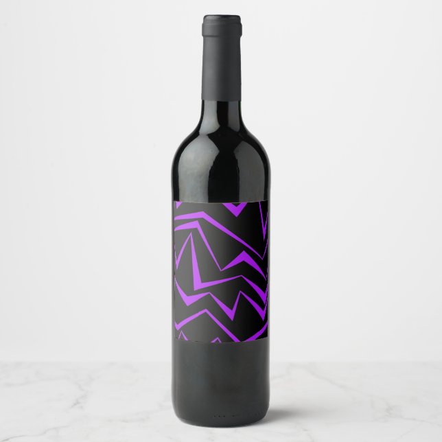 Abstract, bold, vibrant geometric zigzag pattern weinetikett (Vorderseite)