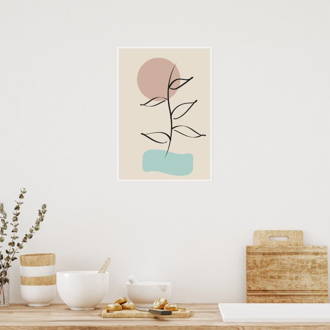 Abstract Botanical Wall Art – Minimal Line Art Poster (Küche)