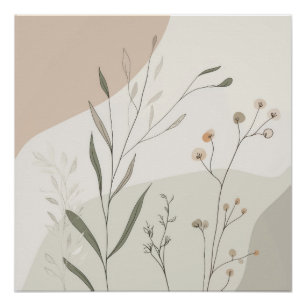 Abstract Botanical Wall Art – Minimal Wildflower N Poster