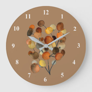 Abstract brown Autumn Earth Tree art Große Wanduhr