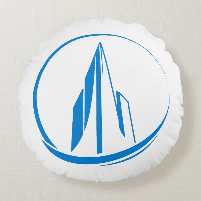 Abstract Building Peak Cityscape Circle Rundes Kissen (Vorderseite)