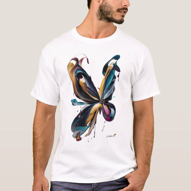 Abstract Butterfly Art – Flowing Color Expression T-Shirt (Vorderseite)