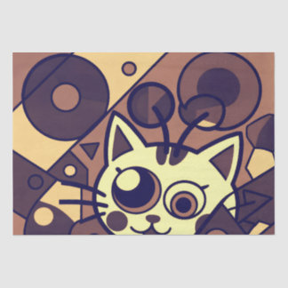 Abstract Cat Art Brown Beige Seidenpapier