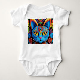 Abstract Cat With Yellow Eyes Baby Strampler