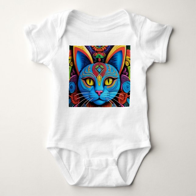 Abstract Cat With Yellow Eyes Baby Strampler (Vorderseite)