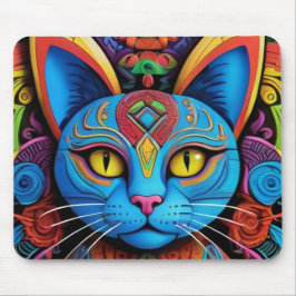 Abstract Cat With Yellow Eyes Mousepad