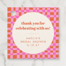 Abstract Checker Pink Custom Bridal Shower Thank
