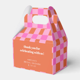 Abstract Checker Pink Custom Bridal Shower Thank Geschenkschachtel