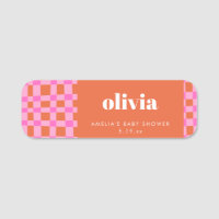 Abstract Checker Pink Orange Benutzerdefinierte Ba