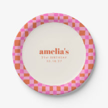 Abstract Checker Pink Orange Custom 21st Birthday