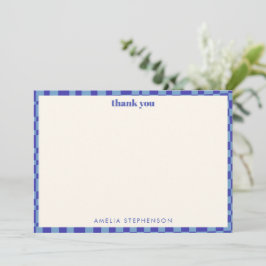 Abstract Checkerboard Blue Custom Baby Shower Dankeskarte