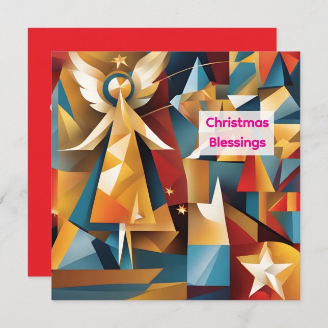 Abstract Christmas Holiday Angel Card Feiertagskarte (Vorne/Hinten)