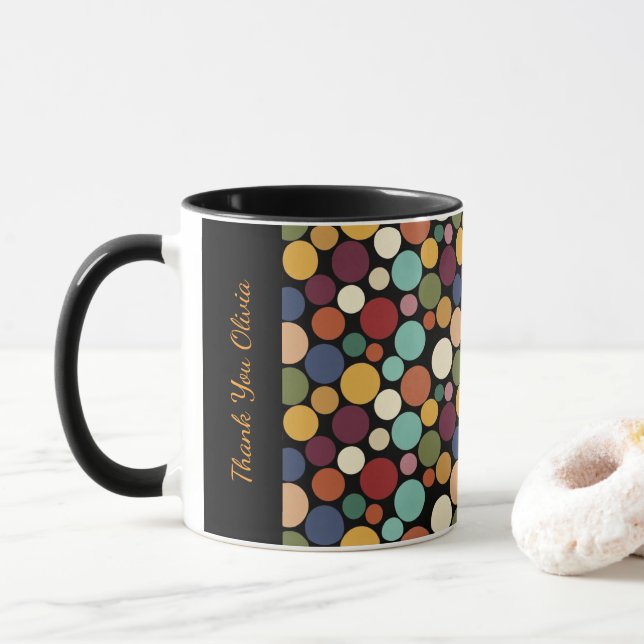 Abstract Circle Custom Message Gift Coffee Mug Tasse (Mit Donut)