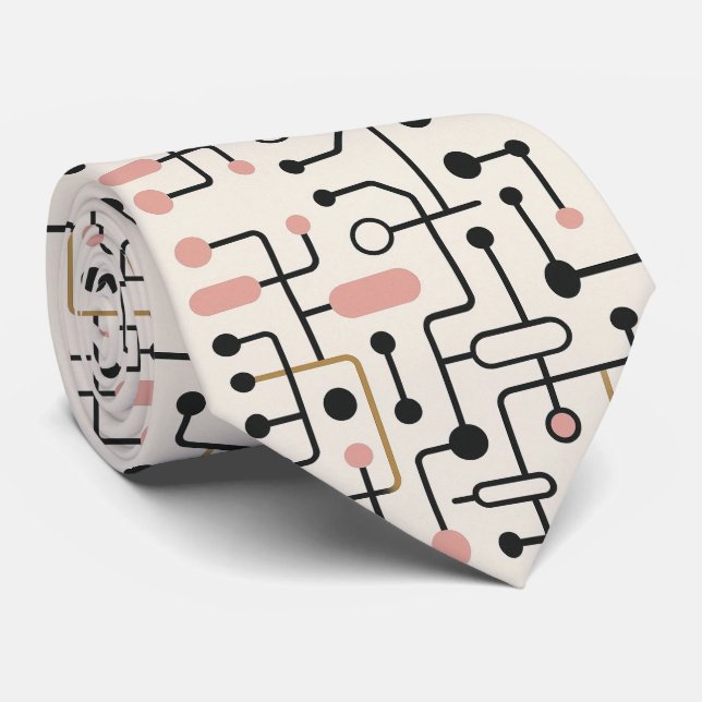 Abstract Circuit Board - Retro Mid Century Modern  Krawatte (Gerollt)