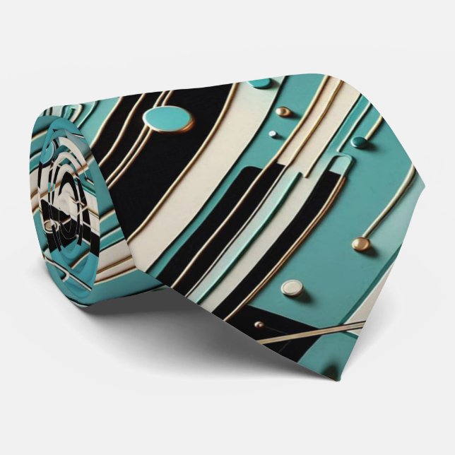 Abstract Circuit Board - Retro Mid Century Modern  Krawatte (Gerollt)