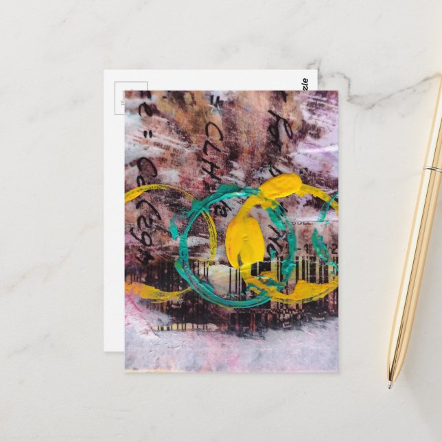 abstract collage circles  postkarte (Vorderseite/Rückseite Beispiel)