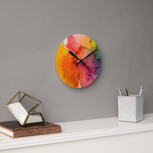 Abstract Color Splash Wall Clock Runde Wanduhr (Büro)