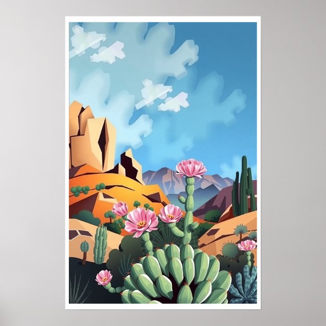 Abstract Colorado Mountains Desert Cactus Poster (Vorne)