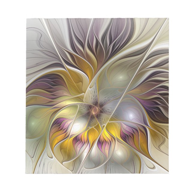 Abstract Colorful Fantasy Flower Modern Fractal Notizblock (Vorderseite)