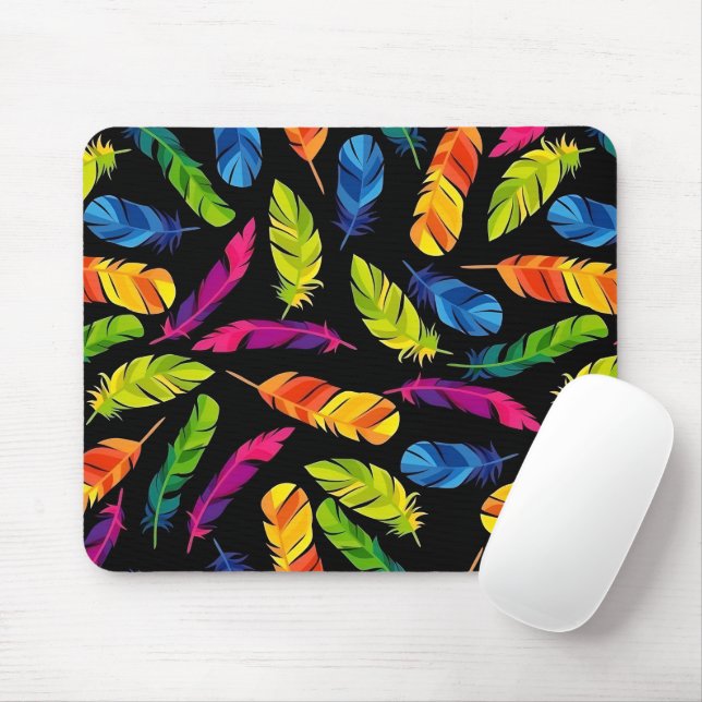 Abstract colorful feather explosion mousepad (Mit Mouse)