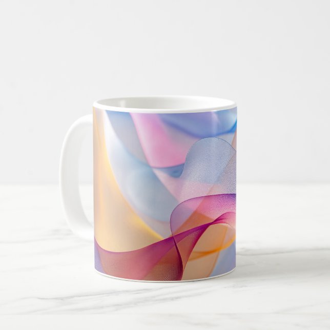 Abstract Colorful Flowing Ribbons Kaffeetasse (Vorderseite Links)