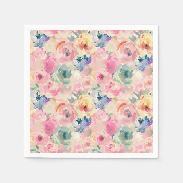 Abstract Colorful Pastel Flowers Floral Pattern Serviette (Vorderseite)