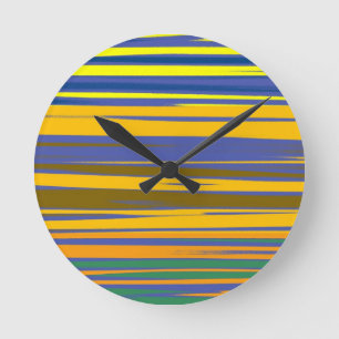 Abstract Colorful Stripes Pattern Runde Wanduhr