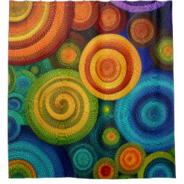 Abstract concentric circles in vibrant multicolor duschvorhang