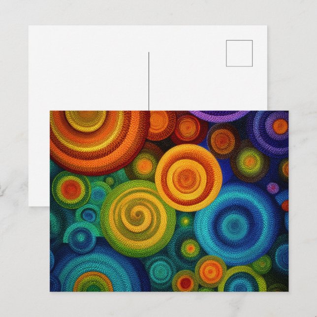 Abstract concentric circles in vibrant multicolor  postkarte (Vorne/Hinten)